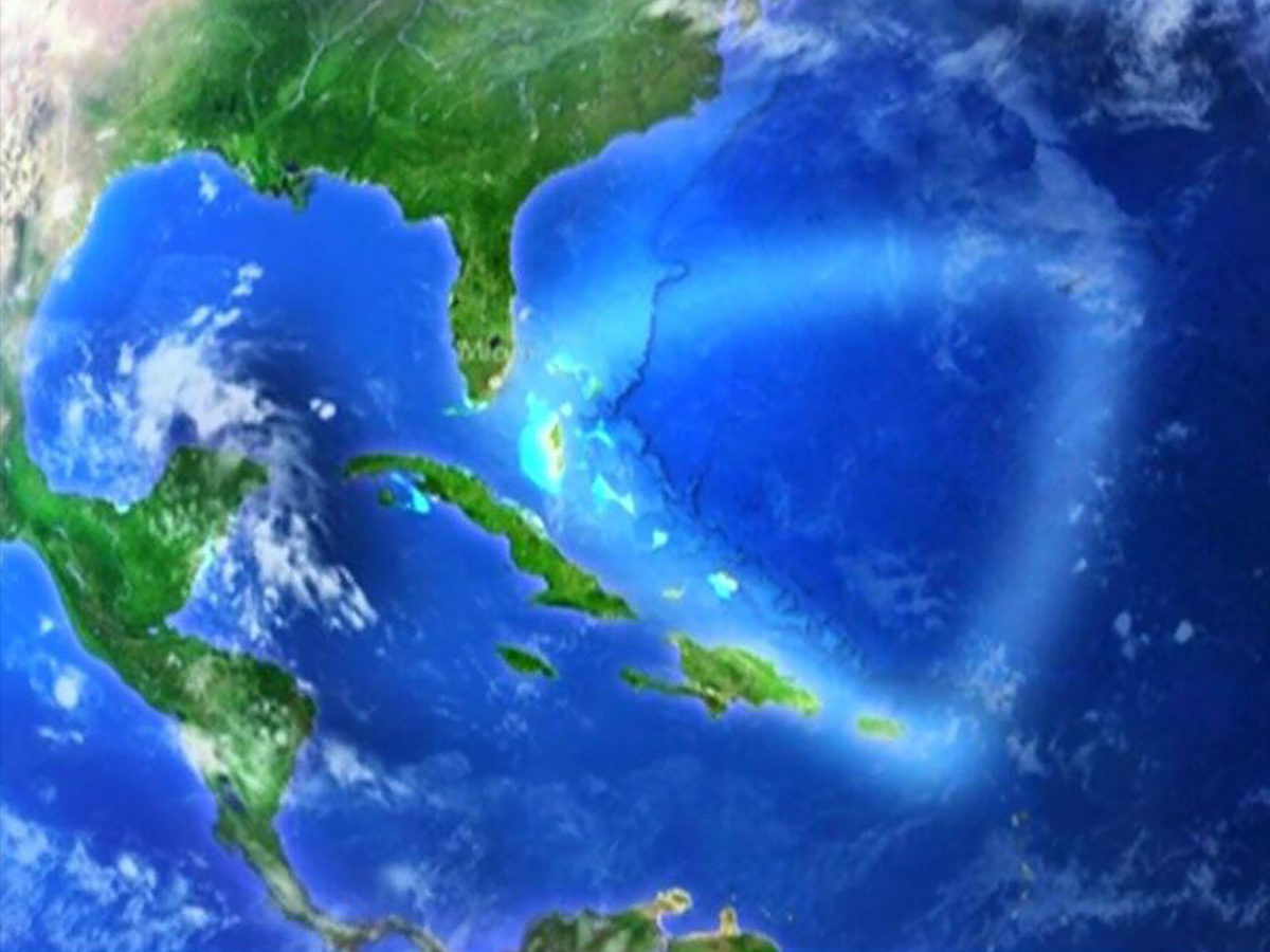 space view of Bermuda triangle marked 