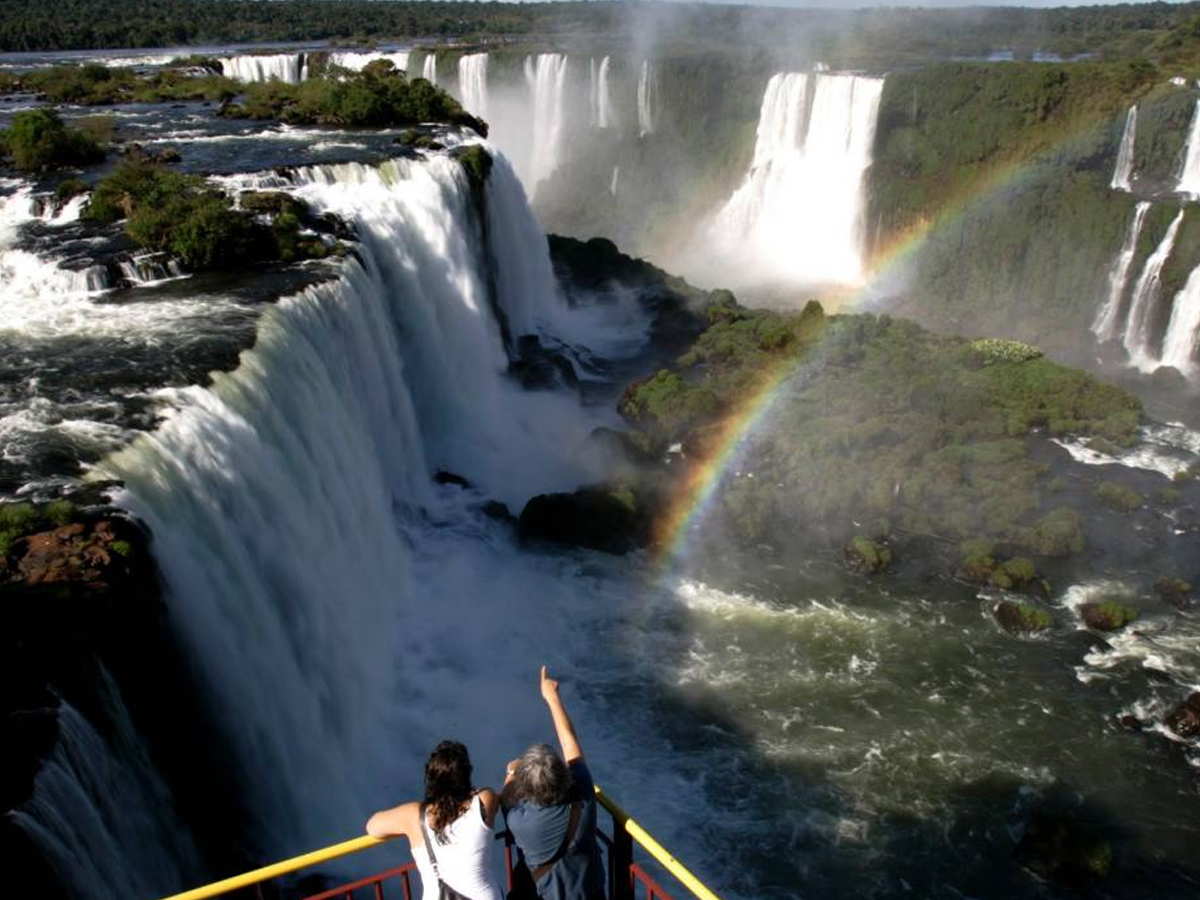 A suspended platform at Iguazu Falls (Brazil and Argentina)